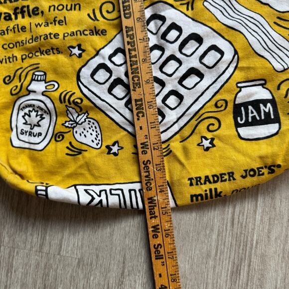 Trader Joes Cotton Canvas Reusable Yellow Shopping Bag Waffle Toast Milk Tote - Picture 5 of 5